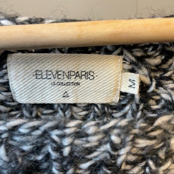 Eleven Paris Distressed Destroyed Tinter Sweater Gray Striped Size Medium - Picture 3 of 5